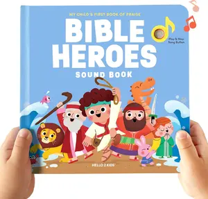 Hello 2 Kids Bible Heroes Christian Sound Books for Kids - 6 Bible Songs - Christmas, Baptism, Christening, Dedication Gifts for Boys and Girls - Religious Toys, Music Books for Toddlers 1-3