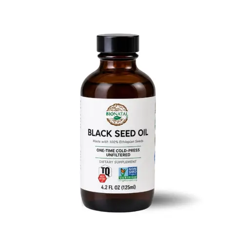 BioNatal Ethiopian Black Seed Oil 4.2 oz (GLASS) | 100% Pure Nigella Sativa (Black Cumin) Oil, Cold-Pressed 77–98°F, Unrefined & Unfiltered with Natural Sediment | Fresh Crop (≤12 Months), Non-GMO, Small Batch | High Thymoquinone (TQ) Tested up to 4.64%
