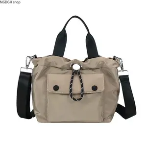 Lightweight Nylon Drawstring Tote Bag, Water-Resistant with Adjustable Crossbody Strap, Perfect for Work, Errands & Everyday Use, Keeps Essentials Organized
