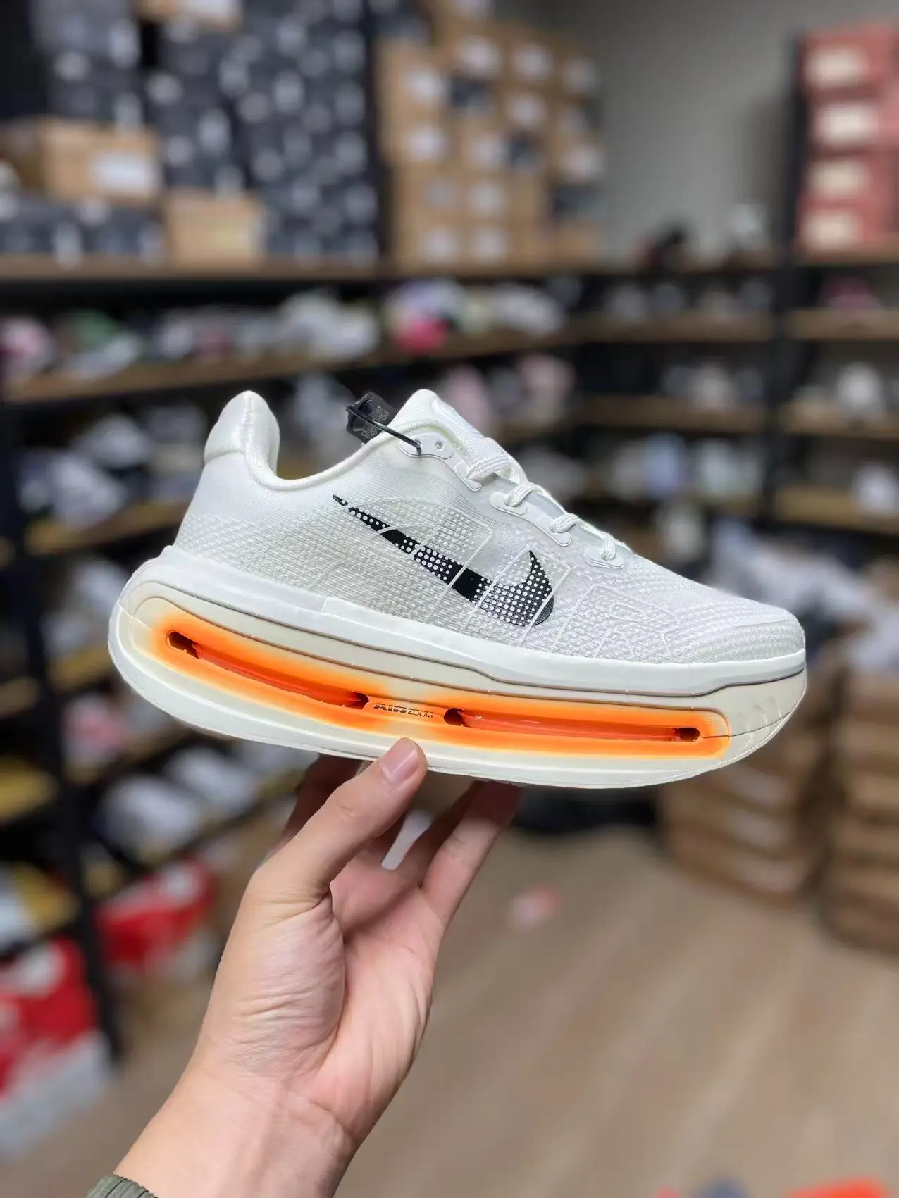 Off‑White Orange Double Air‑Cushion Unisex Shoes, Lightweight Knit Mesh, High‑Elastic Cushion Midsole, Trendy Sneakers for Run & Daily Wear