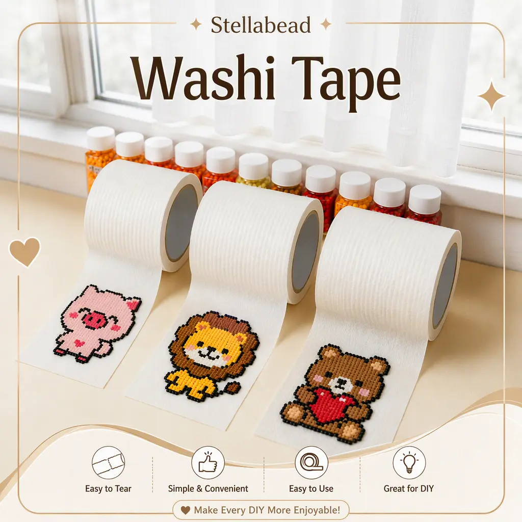 Stellabead Masking Tape, 20M Large Pattern Auxiliary Tape, Ironing Protective Tape for Big Area Fuse Beads, Anti-Deformation Residue-Free Craft Tape