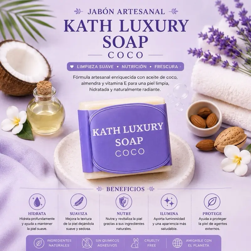 Coconut Soap Bar, Natural Body Care Cleanser with Moisturize-Hydrating Benefits, Antibacterial Bath & Shower Soap