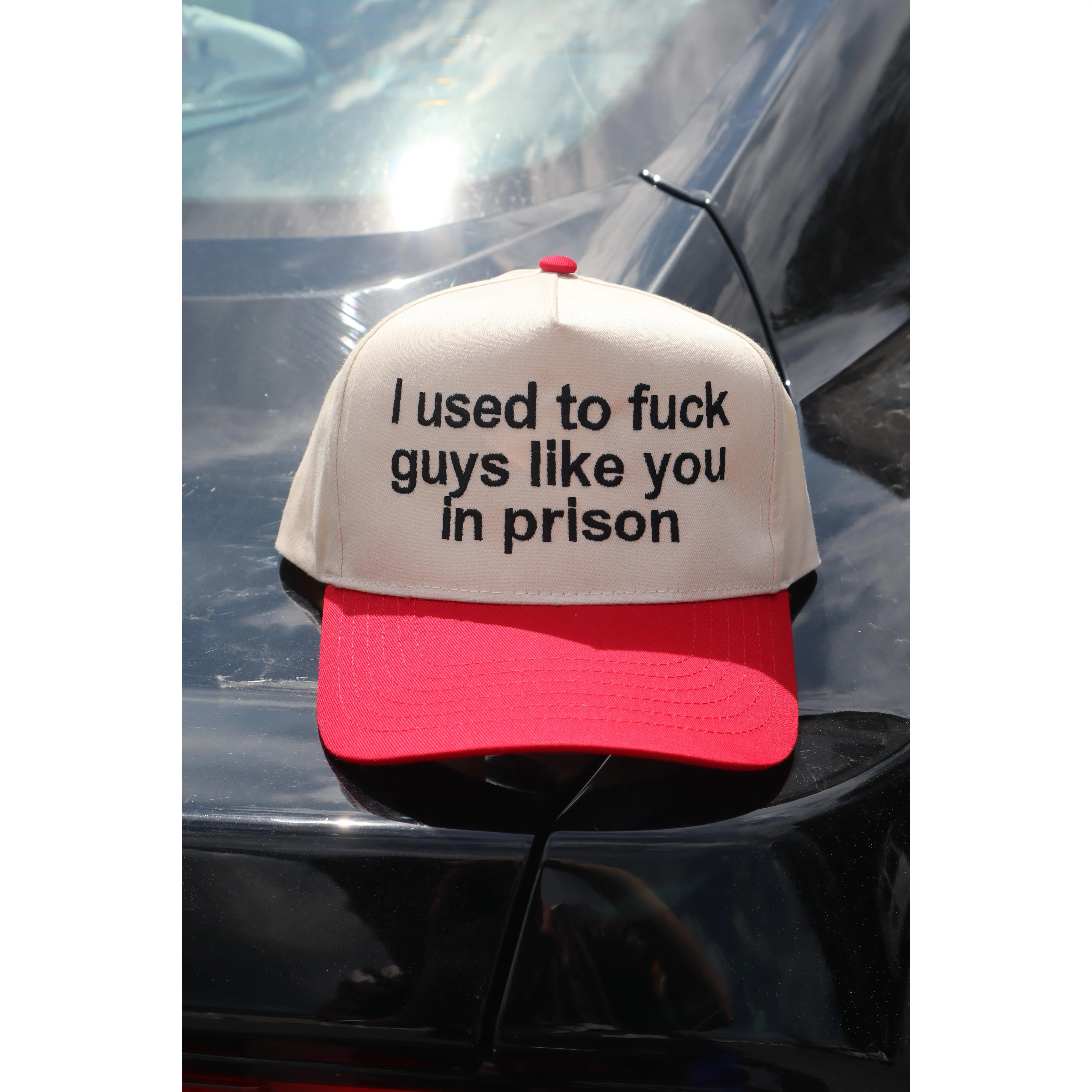 Embroidered "I used to f guys like you in prison" Hats, Unisex, Adult