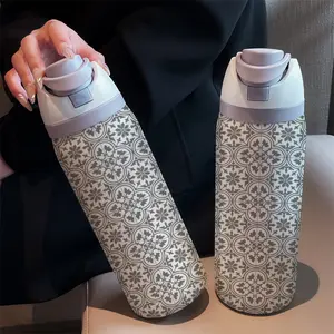 Bohemian Style 32oz Dual Drink Sports Water Bottle, 304 Stainless Steel Large Capacity Insulated Tumbler, Perfect Gift for Women
