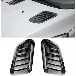 2PCS Universal Car Hood Vent Covers, Sport Style Decorative Bonnet Vent Trim, Carbon Fiber Look Hood Accessories