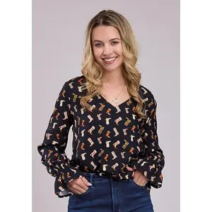 Roper Women's Boot Printed Peasant Blouse