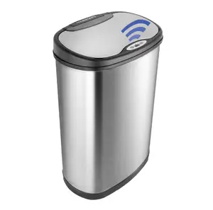 Nine Stars Automatic Kitchen Trash Can, 13.2 Gallon Stainless Steel, Motion Sensor Hands free Soft Close Lid Garbage Bin, Silver