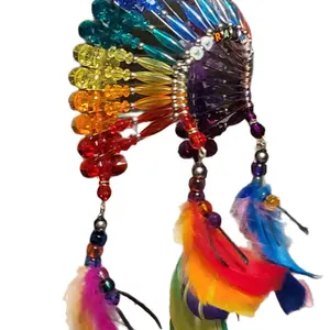 Native American inspired handmade beaded novelty headdress