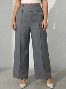 Women's Plus Size High Waist Wide Leg Suit Pants, Office Wear Slimming Flowy Straight Leg Casual Pants, Comfortable, Elegant, Chic and Stylish