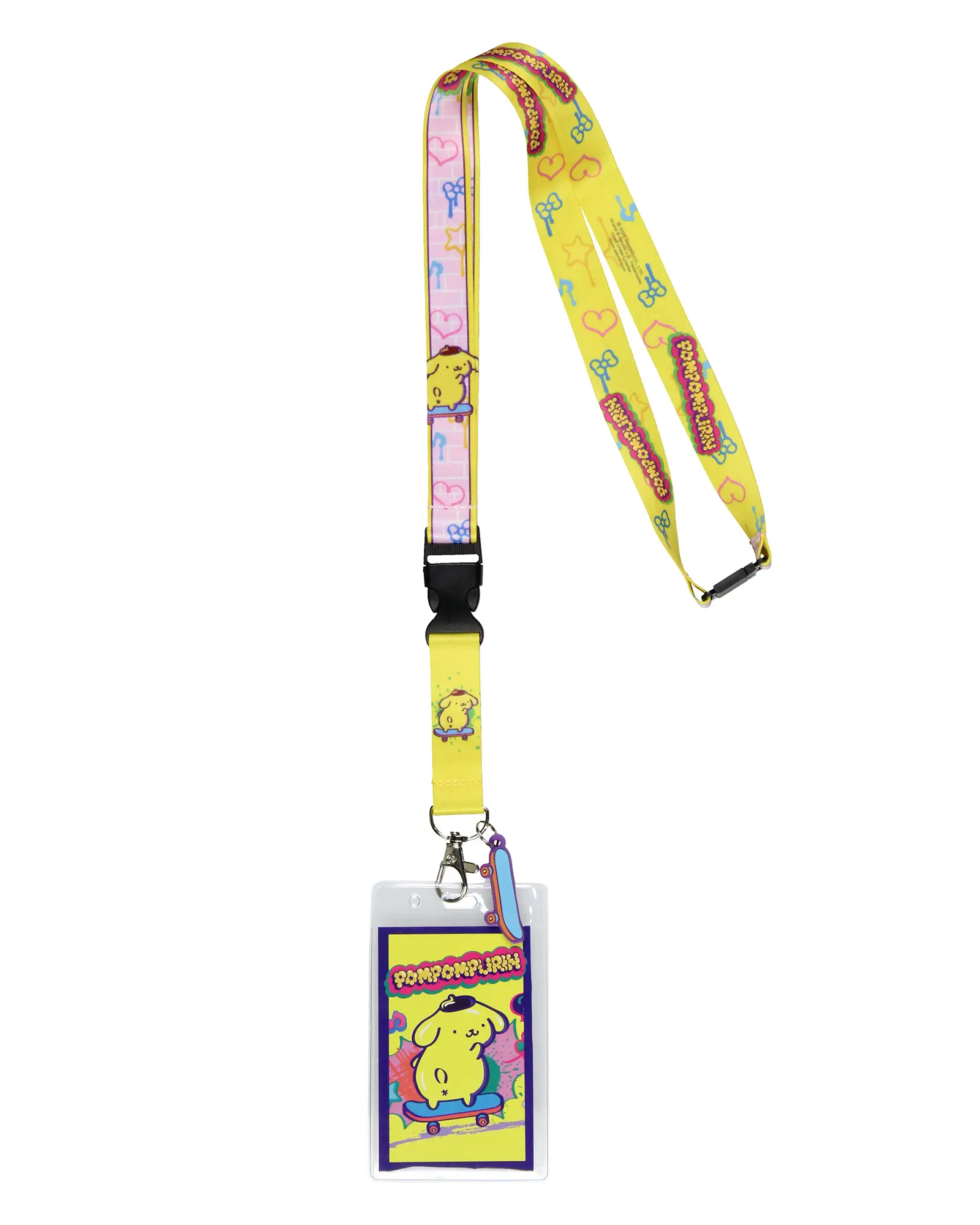 Pompompurin 2-Sided ID Lanyard Badge Holder with Character Design Card and 2" Rubber Skateboard Pendant, Lanyards With Id Holder, Name Tag Holder