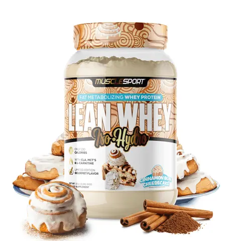 MuscleSport Lean Whey Protein Powder - 25g Whey Isolate, Premium Protein Formula, Clean Blend, MCT, L-Carnitine, Electrolyte Mix, Creamy Dessert Sip, Body Transformation, Post-Workout Supplement for Adult Fitness Enthusiasts