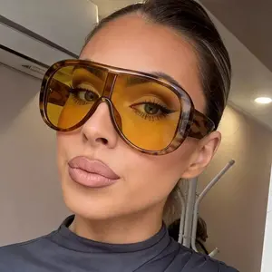 Fashion Large Frame Sunglasses Integrated  For Men Women Stylish UV Protection Trendy Eyewear Sun Glasses