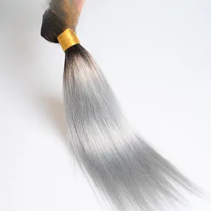 Lightweight Silver Gray Remy Raw Human Hair Bundles, 1b Grey European Women's Human Hair Extension Wig