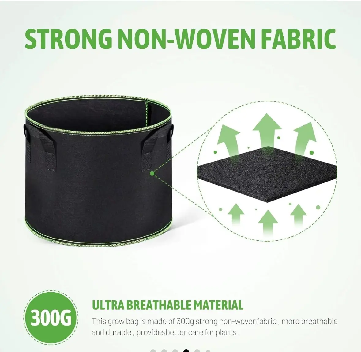 15 Gallon Grow Bags 5-Pack, Heavy-Duty Fabric Pots with Reinforced Handles, Breathable & Reusable Plant Containers for Vegetables, Herbs Flowers garden Black hanging Outdoor non-woven Thickened