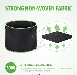 7 Gallon Grow Bags 5-Pack, Heavy-Duty Fabric Pots with Reinforced Handles, Breathable & Reusable Plant Containers for Vegetables, Herbs Flowers garden Black hanging Outdoor non-woven Thickened