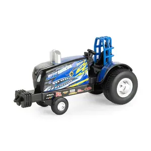 New Holland "Blue Barracuda" Pulling Tractor w/ Pickup Truck & Trailer Diecast 1:64 Scale Model - ERTL 47570