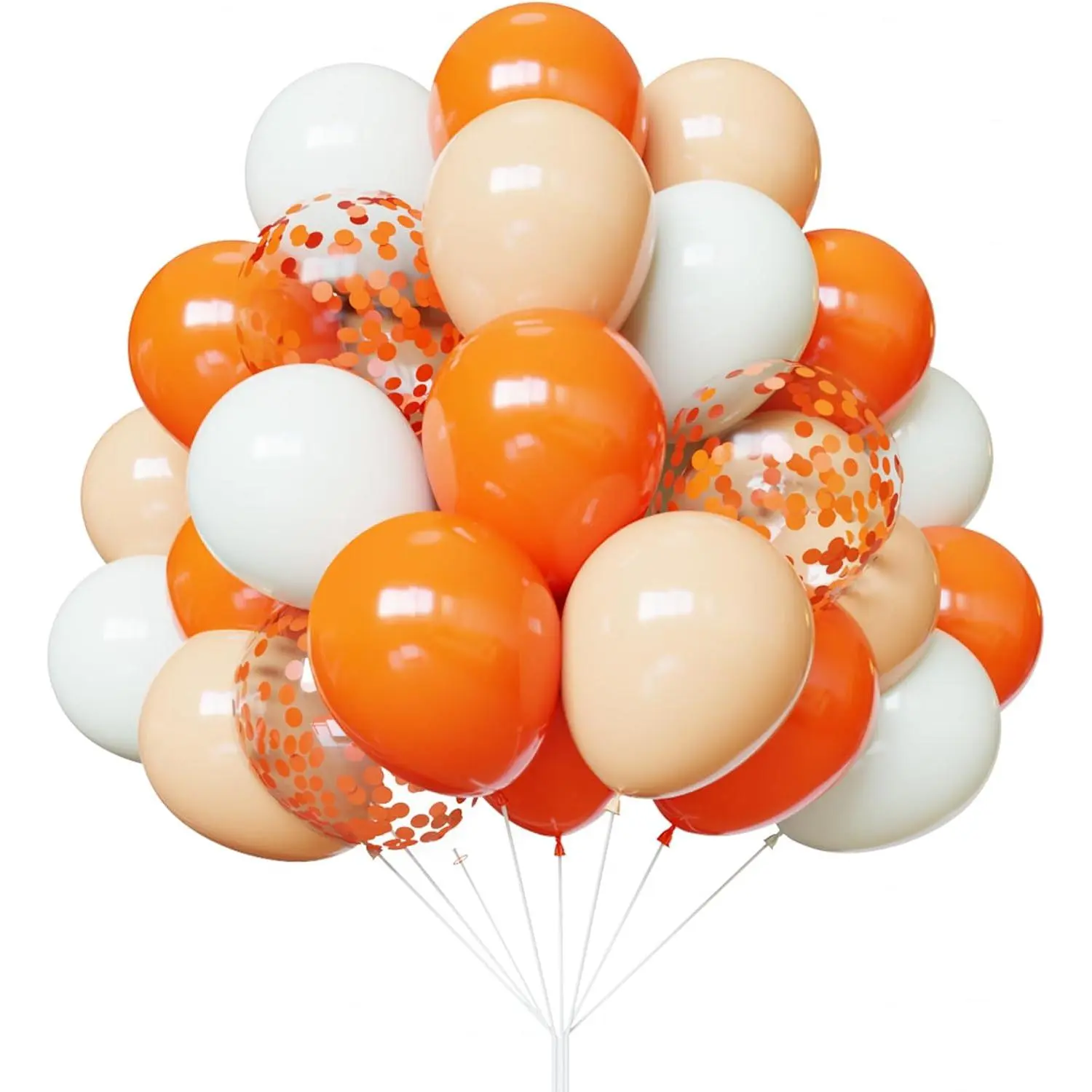12-Inch Rubber Latex Balloons Kit - 67Pcs Assorted Colors Sand White & Orange Confetti Balloons, Happy Birthday Balloons for Birthday, Baby Shower Party Decorations (Home & Festive Supplies)