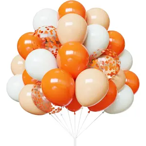 Orange Balloons, 67pcs 12 Inch Sand White and Orange Confetti Balloons for Birthday, Baby Shower, Halloween Party Decorations