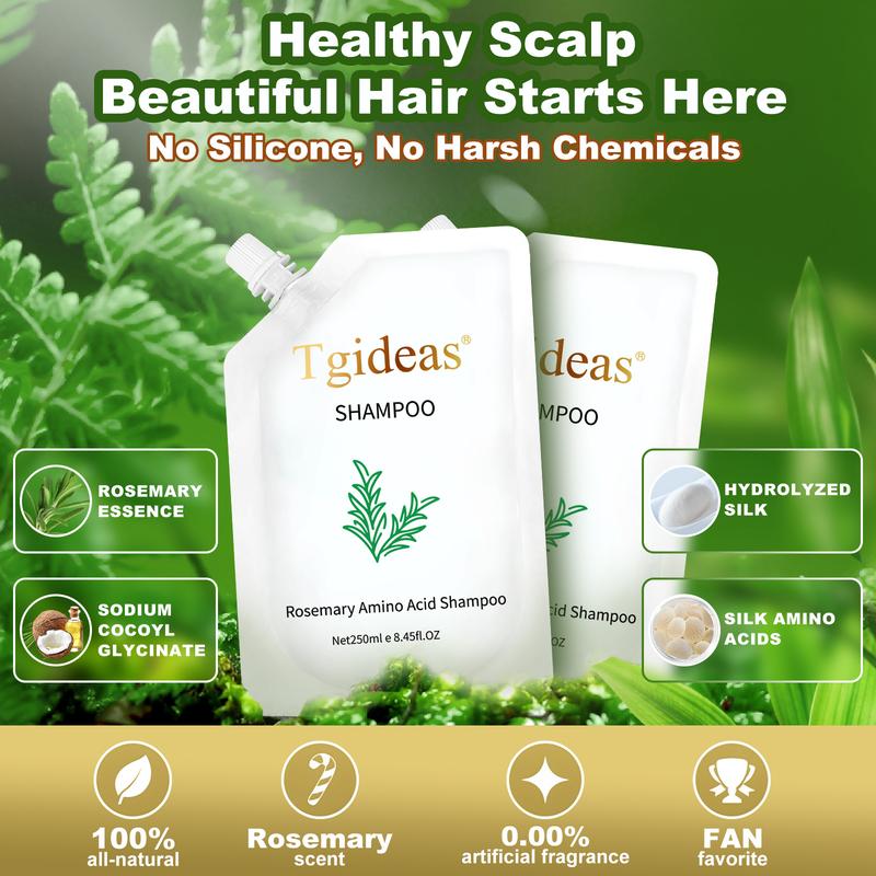 【 Buy 1-Get 1 Free!】Tgideas Anti-Hair Fall Hair Loss Treatment Shampoo Oil Control Anti Dandruff Haircare Rosemary Zinc PCA Help Hair Growth Amino Acid Hydrolyzed Protein Repair Reduce Hair Loss Scalp Cleanser Conditioner 250ML Gentle Smoother