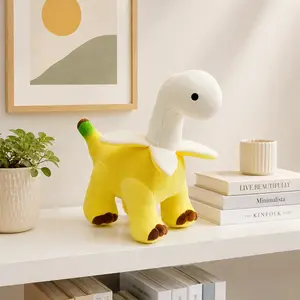25cm Banana Dinosaur Plush Pillow, Soft Huggable Kawaii Cushion for Birthday Gift, Sofa, Bedroom & Room Decor