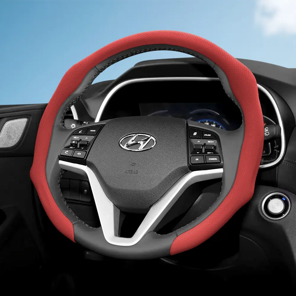 Car Accessories, Automotive For Hyundai NAPPA Perforated Leather Steering Wheel Cover Anti-slip Breathable Quick-install All-season For Tucson/Elantra/Avante/i30 Sedan/Alcazar/Grand Creta/Kona/Santa Fe