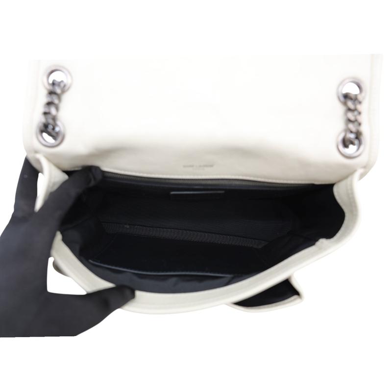 Pre-owned YSL Leather Shoulder Bags Saint Laurent Niki Medium Flap Crinkled Bag In Cream