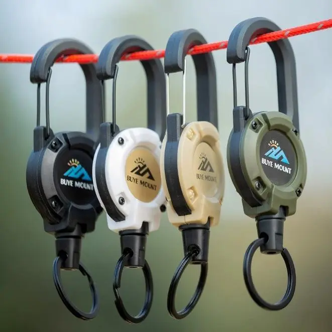 Heavy-Duty Retractable Keychain Keyrings - 58cm Stainless Steel Cord, Lightweight Multifunctional Carabiner Badge Holder for EDC Gear