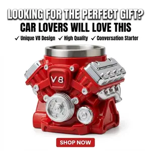 Red V8 Engine 3D Mug Resin Coffee Beer Cup Mechanical Motor Design Valentine’s Day Gift for Him Cool Gift for Men Car Guys Mechanics Auto Lovers Unique Collectible Drinkware Man Cave Garage Desk Decor Perfect for Boyfriend Husband Dad