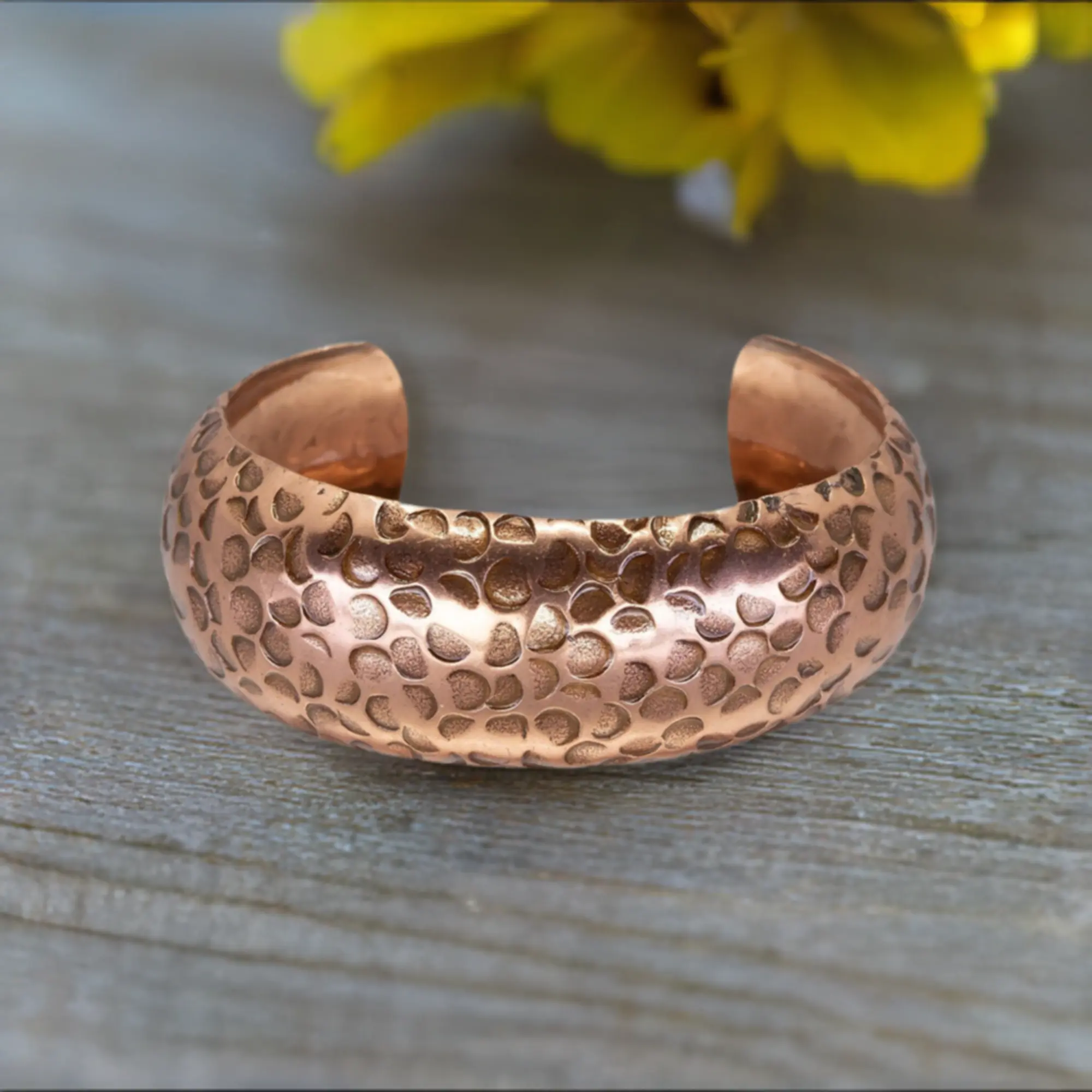 Solid Copper Cuff - Hammered Circles