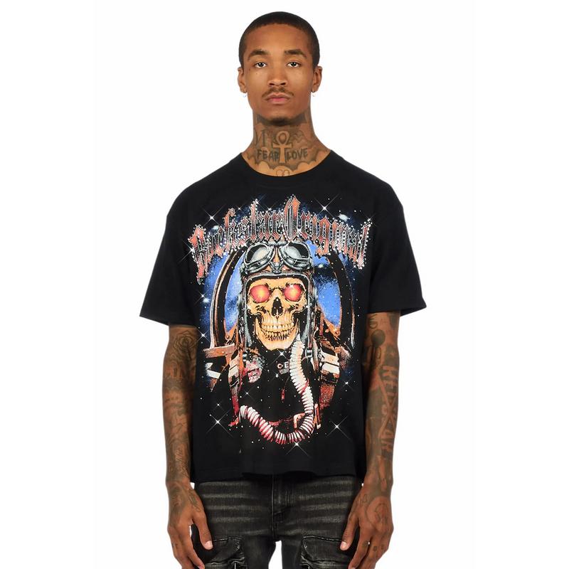 Airhart Black Graphic Rhinestone T-Shirt