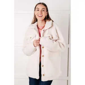 Shrouded in Sherpa Coat in White