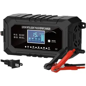 15-Amp  Charger LiFePO4 Trickle   Charger 12V 24V Fully-Automatic   Chargers, Lead Acid Portable 9-Stage   Maintainer with Temp Compensation(Black)