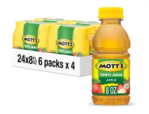 Mott's 100% Original Apple Juice, 8 Fl Oz Bottles, 24 Count (4 Packs Of 6), 2 Se