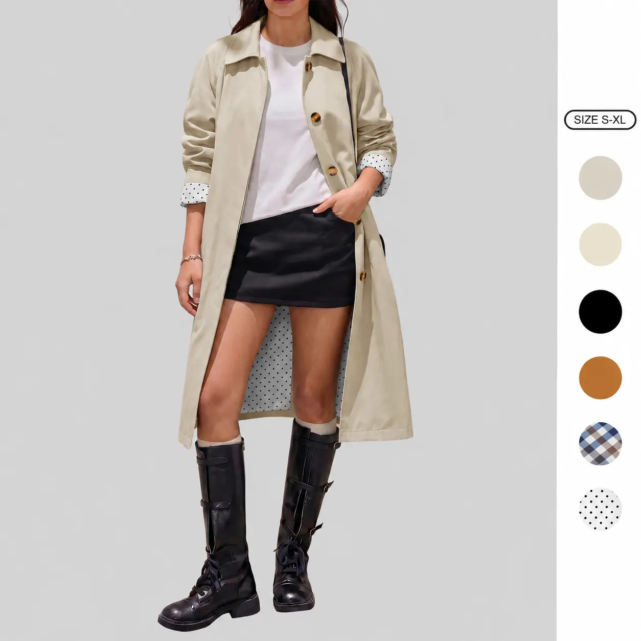 Imily Bela Women's Long Single Breasted Oversized Windproof Trench Coat, Fashion Outerwear for Women Imily Bela Women's Long Single Breasted Oversized Windproof Trench Coat, Fashion Outerwear for Women