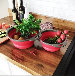 Set of 2 Collapsible Colander Kitchen Sink Strainer Utensils