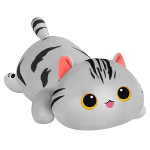 MeWaii Plush Body Pillow, Zebra gray cat  Stuffed Animals Squishy Pillow, Cute Plushies Cuddle Pillow for Kids, Long Animal Pillow Plush Toys, Birthday Gifts Halloween Christmas Gift for Girls Boys