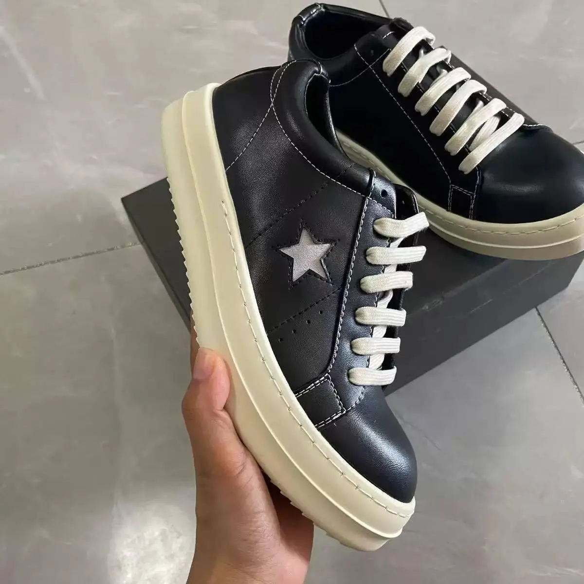 pentagram black leather