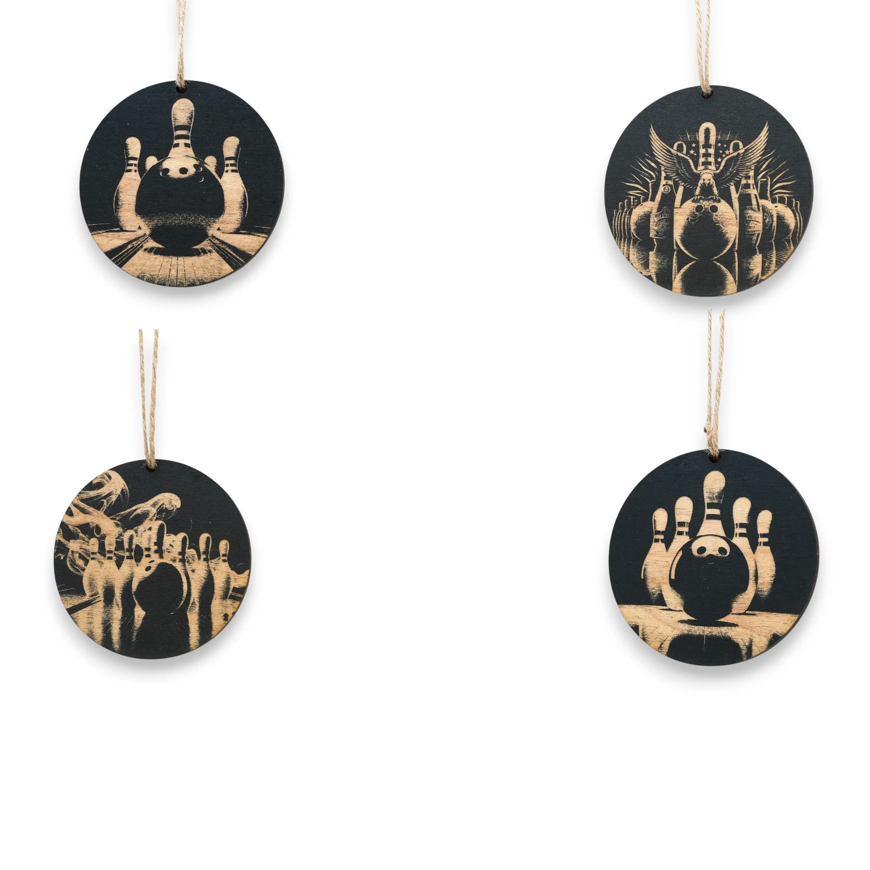 Ornament - Black - Bowling - Set of 4