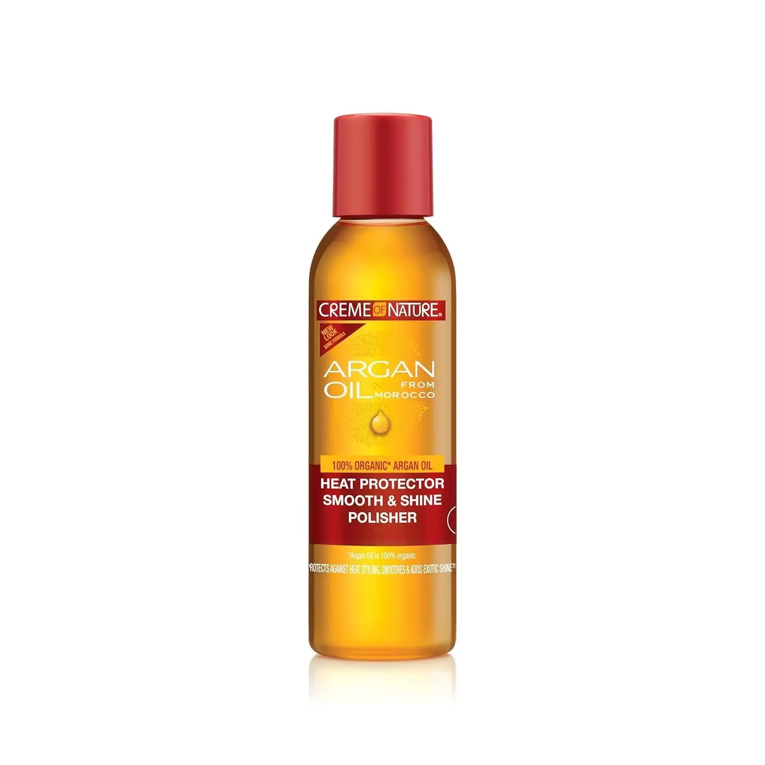 Creme of Nature Heat Protector Smooth & Shine Polisher, Seals Shine, Smooths Hair, Protects Up to 450°F, Infused with Argan Oil, 4 fl oz