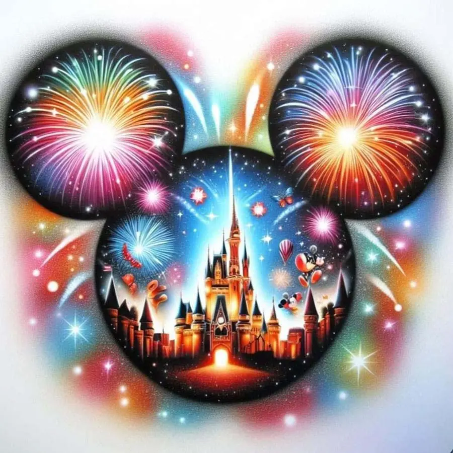 5D DIY Full Drill Round Diamond Painting - Diamond Painting Kit Diamond Pattern Design Castle Fireworks Mosaic Canvas DIY Wall Art, Home Wall Decoration DIY Kits