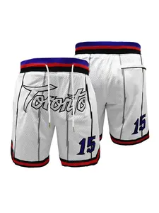 Men's Toronto Letter & Number Embroidery Pocket Sports Shorts, Casual Breathable Quick Drying Elastic Waist Basketball Shorts, Athletic Bottoms, Men's Sportswear for Outdoor Wear, Athletic Activewear, Athleisure Casual Shorts,Breathable Fitness Shorts