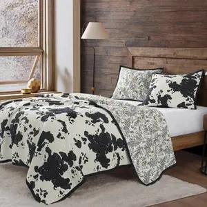 Clara Cowhide Reversible Quilt Set, Twin, Black & White quilt set farmhouse decor