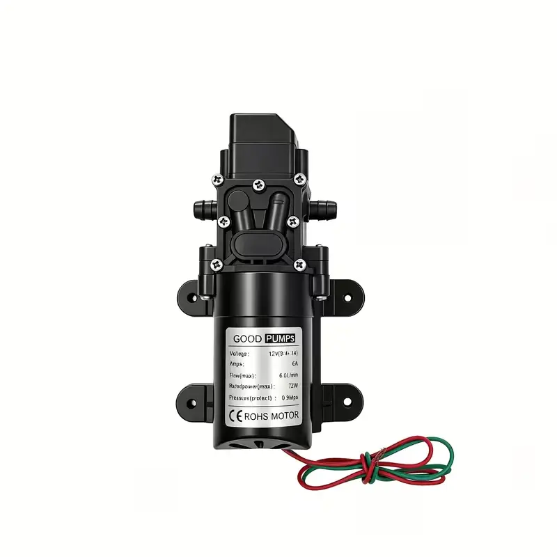 Mini High-Pressure Self-Suction Water Pump, DC12V 70W, 1.59 Gal/Min Flow, 130PSI, Automatic Flow Switch, Airbag Safety Pump for Diesel Compressor bilge