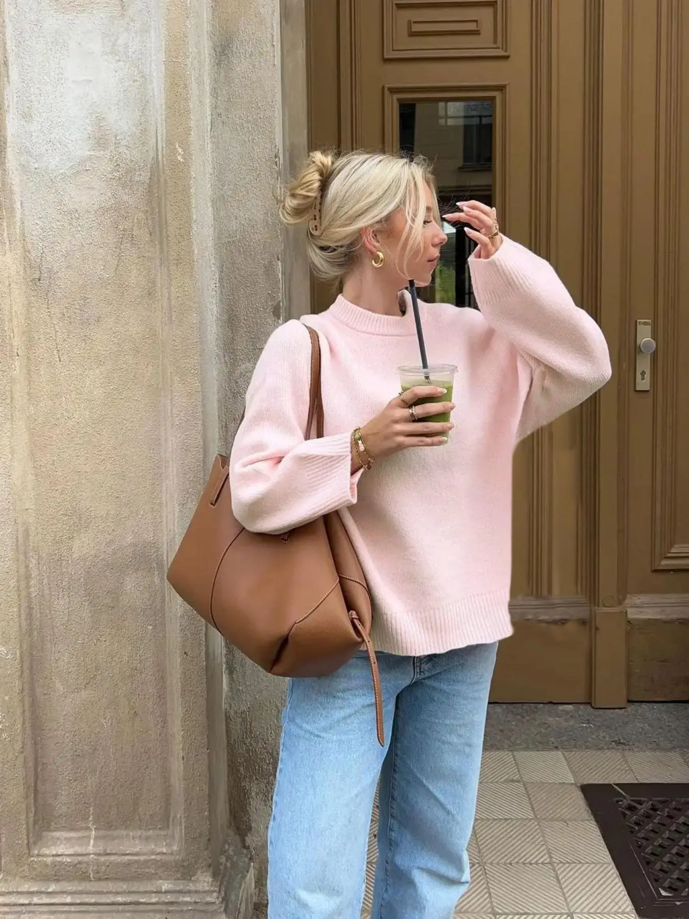 Women's Plain Drop Shoulder Sweater, Casual Long Sleeve Round Neck Jumper for Fall & Winter, Fashion Ladies' Knitwear for Daily Wear