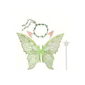Enchanting Fairy Cosplay Costume Set - Wings, Elf Ears, Wreath & Magic Wand, Perfect for Role-Playing & Parties!