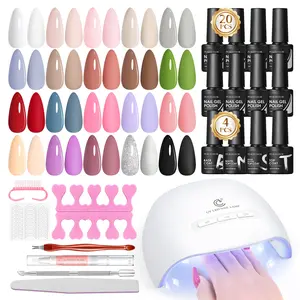 Peacecolor Gel Polish Kit, Includes UV/LED Nail Lamp, 20 Colors Brown Pink Winter UV Soak Off Gel Polish, Long-Lasting Base Top Coat, Salon Home Manicure DIY Kit, Women Christmas Gift