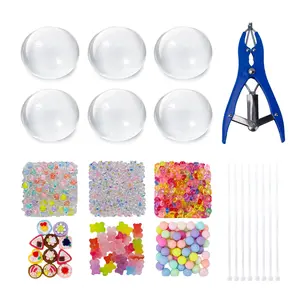 DIY Squeeze Bubble Ball Kit, Squishy Maker, 1 Set Clear Ball Skin with Drawstring & Expander & Colorful Beads, Handmade Stress Relief Toy for Gift