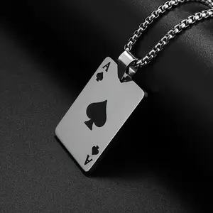 Unique stainless steel spades and hearts pendant necklace-stylish, durable, simple style, punk inspired, lucky charm necklace for men and women-perfect gift, stainless steel pendant, suitable for daily pairing
