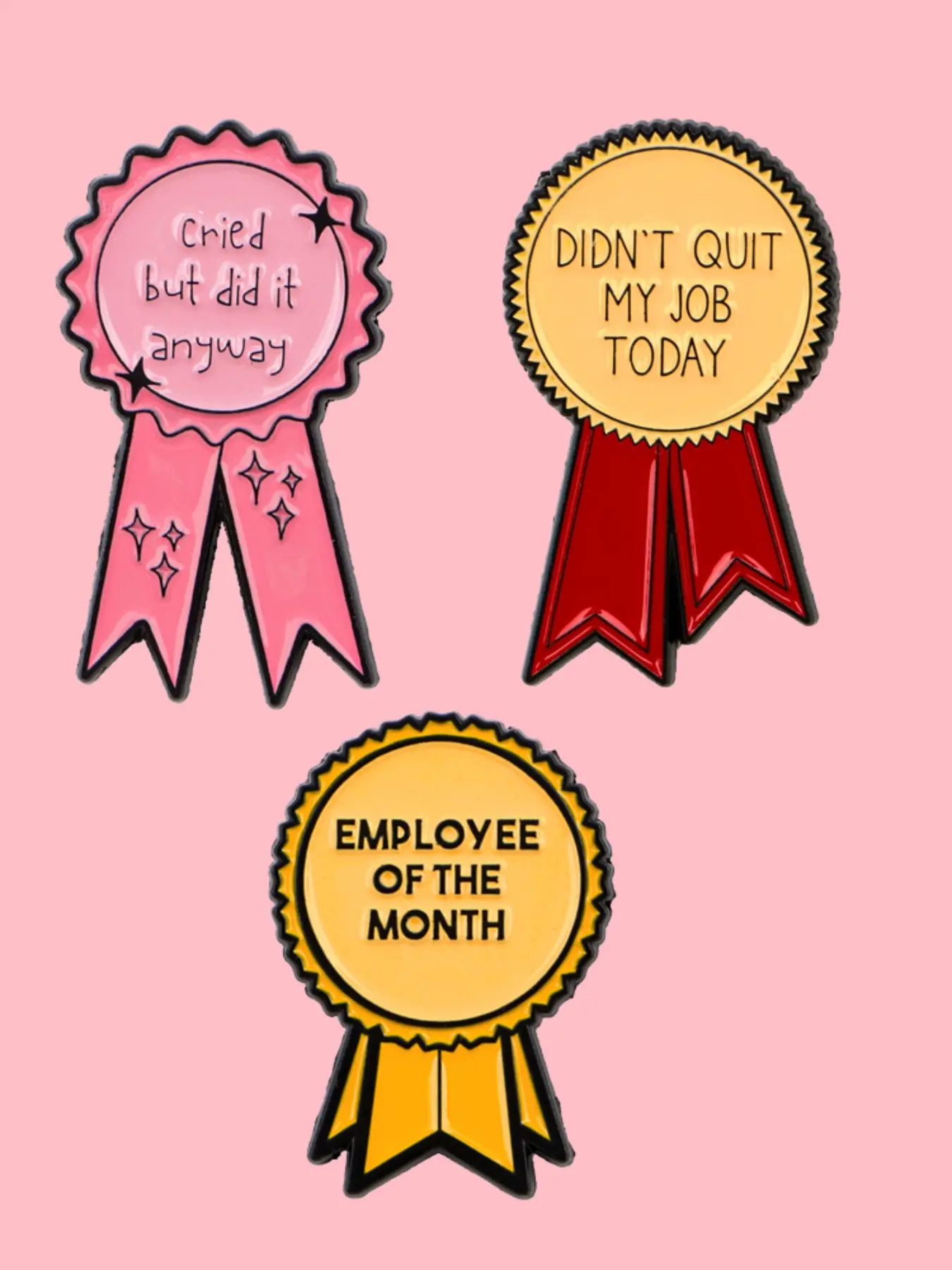 3pcs/set Quotable Enamel Lapel Pins, Cute Unique Design Badges, Funny Pins, Perfect Gift for Friends and Colleagues, Casual All-Season Accessory