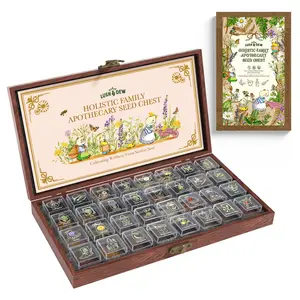 LUSH&DEW Holistic Family Apothecary Seed Chest - 32 Varieties of Family-friendly Herb Seeds